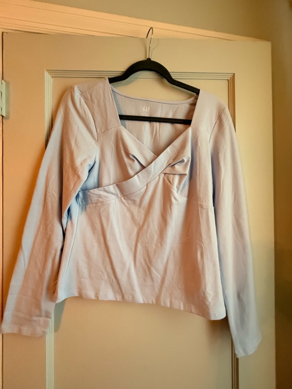GAP Pale Blue Long Sleeve Crossover Detail Top